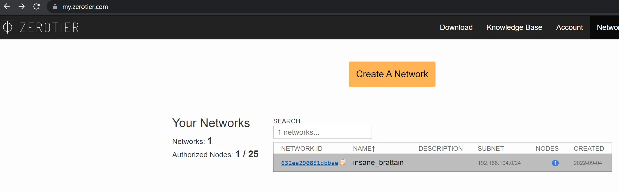 Zerotier Network ID