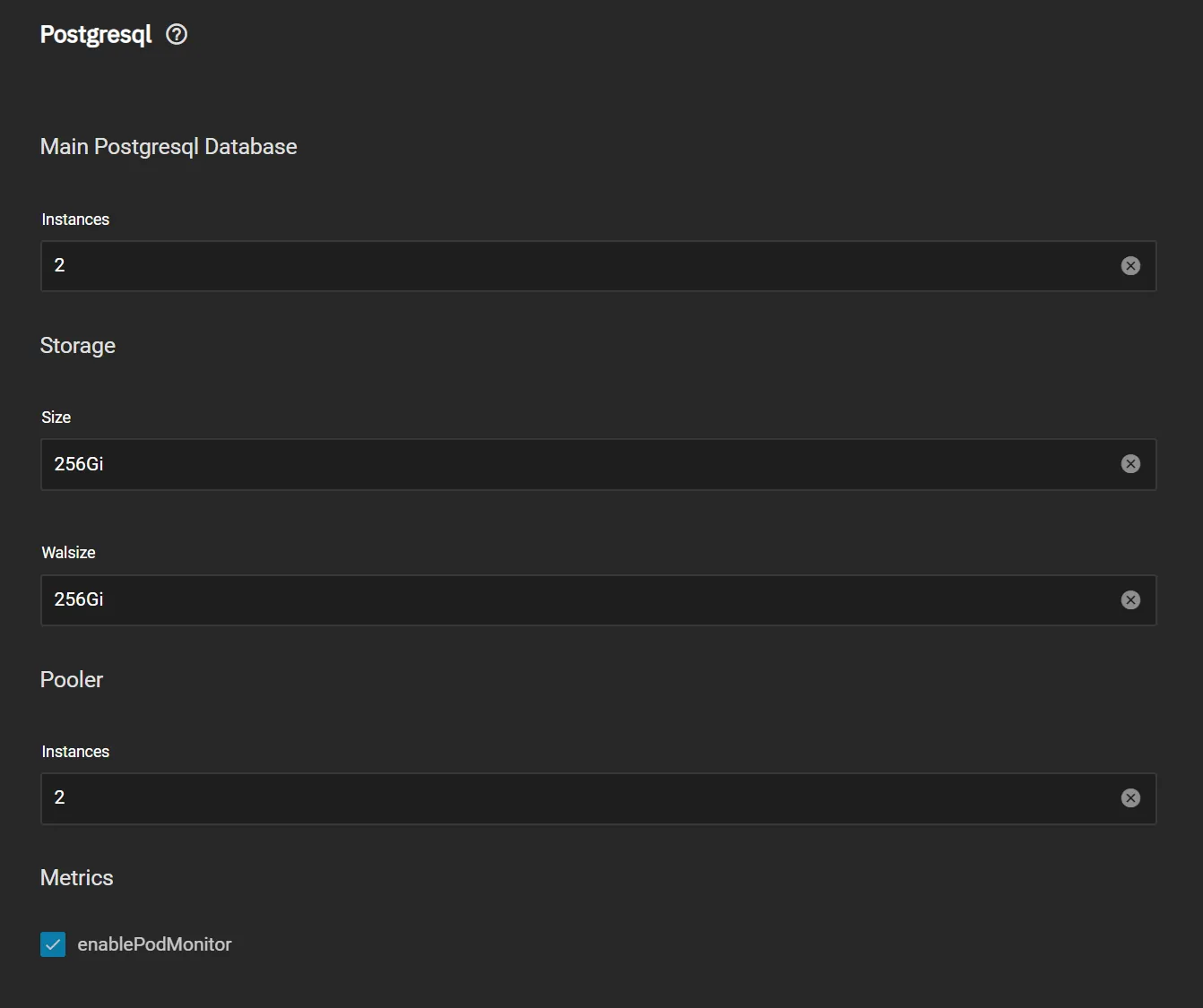 Postgresql Settings