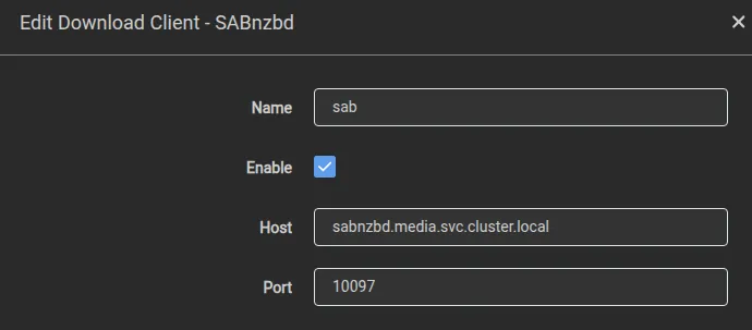 !Internal linking: SABnzbd