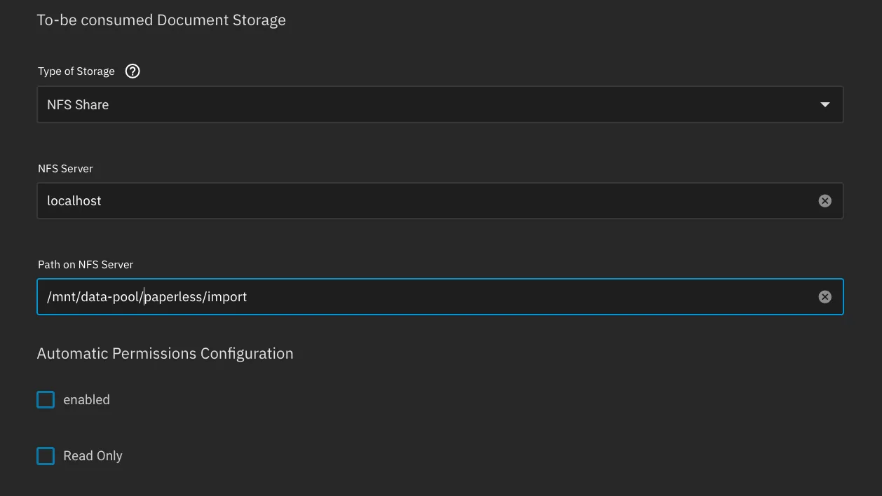 To-be consumed document storage configuration for paperless-ngx